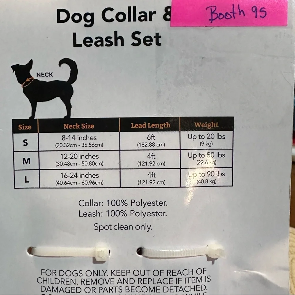 Buttons and Bones Dog Collar and‎ Leash Set Size Medium NEW